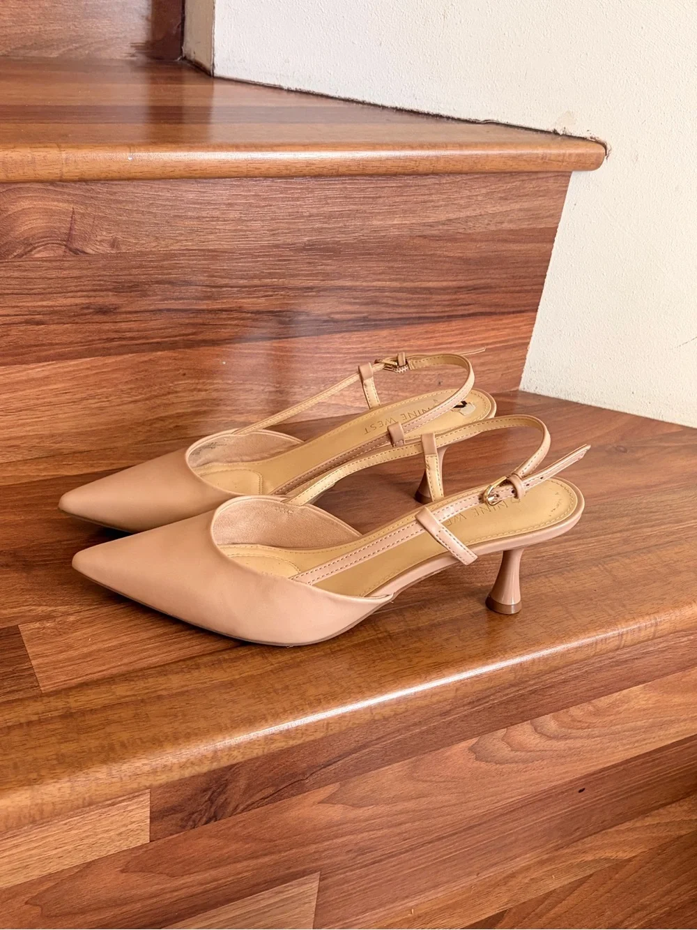 Nine West Blush Nude Slingback Pointed-Toe Heels